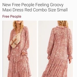 New Free People Feeling Groovy Maxi Dress Red Combo Size Small